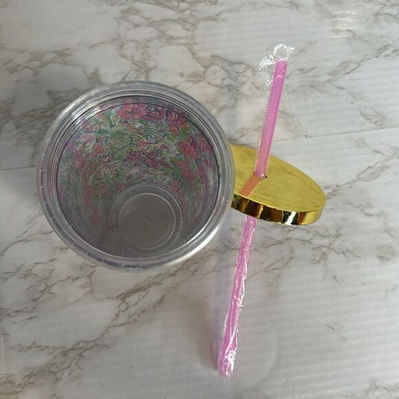 Lilly Pulitzer LILLYS FAVORITE THINGS Pattern drink plastic tumbler with straw - Picture 9 of 9